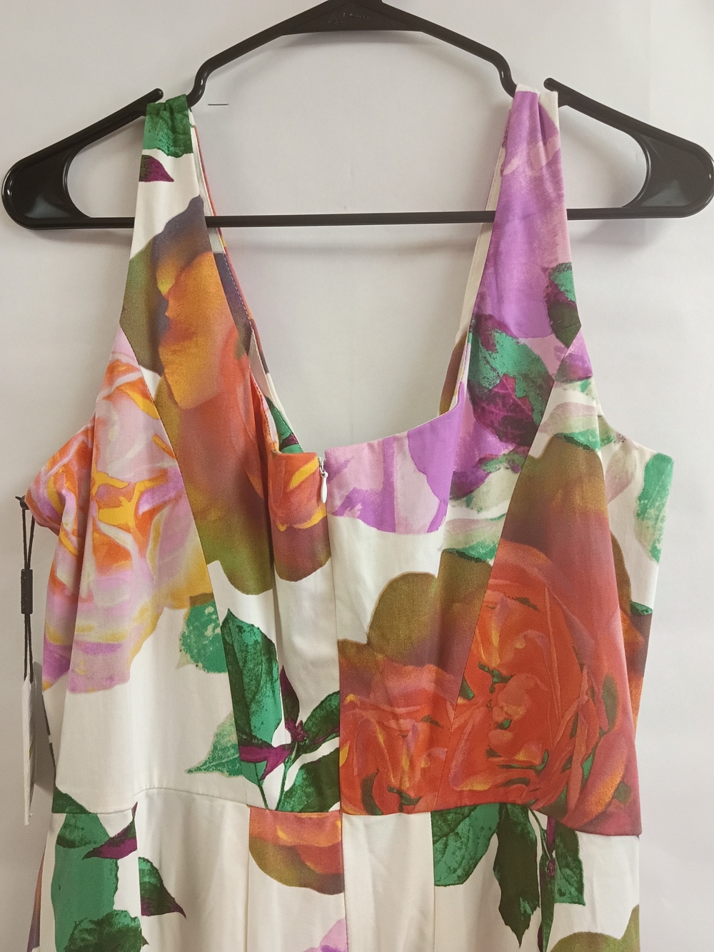 Calvin Klein Floral Midi Dress in Cream, Purple, Pink, Orange, Green - Picture 5 of 6